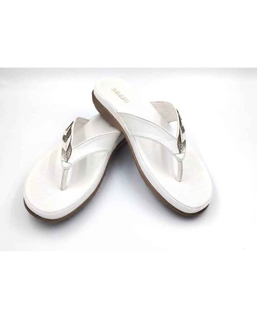 F45-5515 : Balujas White Ladies Chappals
