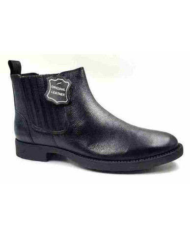 Biker-01: Balujas Black Chelsea Boot