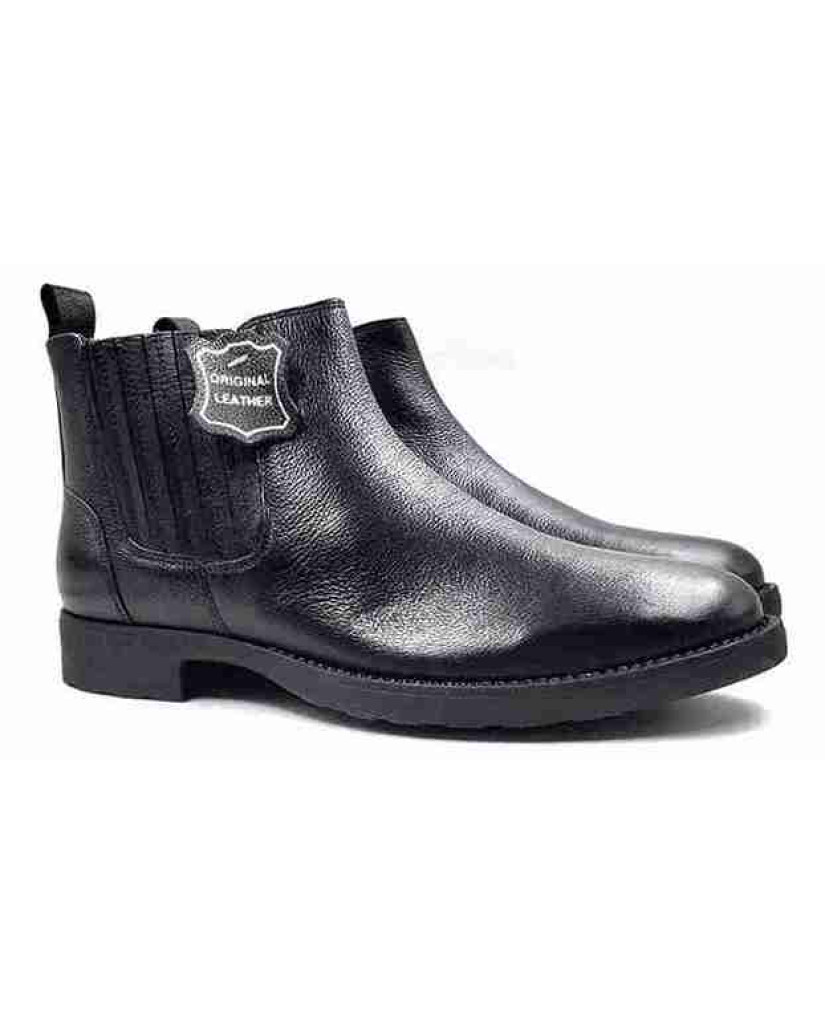 Biker-01: Balujas Black Chelsea Boot
