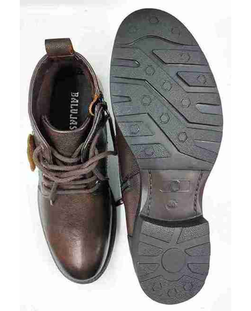 Biker-02: Balujas Men's Brown Leather Boots