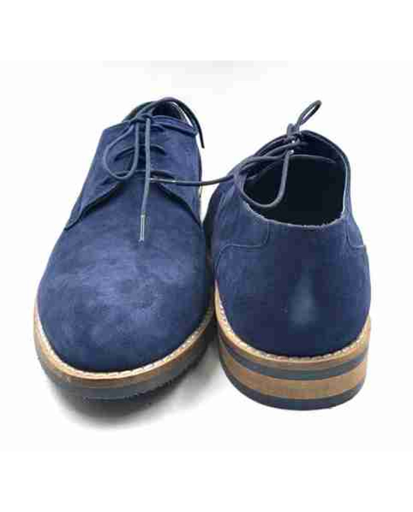 FLEX 03-SWD: Balujas Navy Blue Oxford Suede Shoes