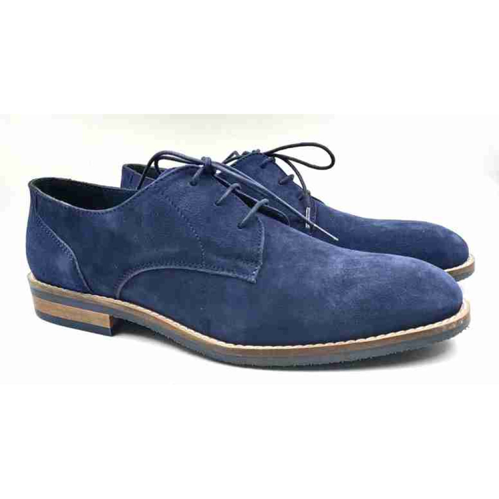 FLEX 03-SWD: Balujas Navy Blue Oxford Suede Shoes