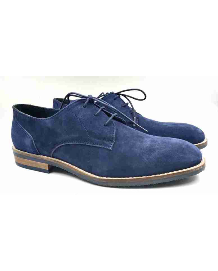 FLEX 03-SWD: Balujas Navy Blue Oxford Suede Shoes