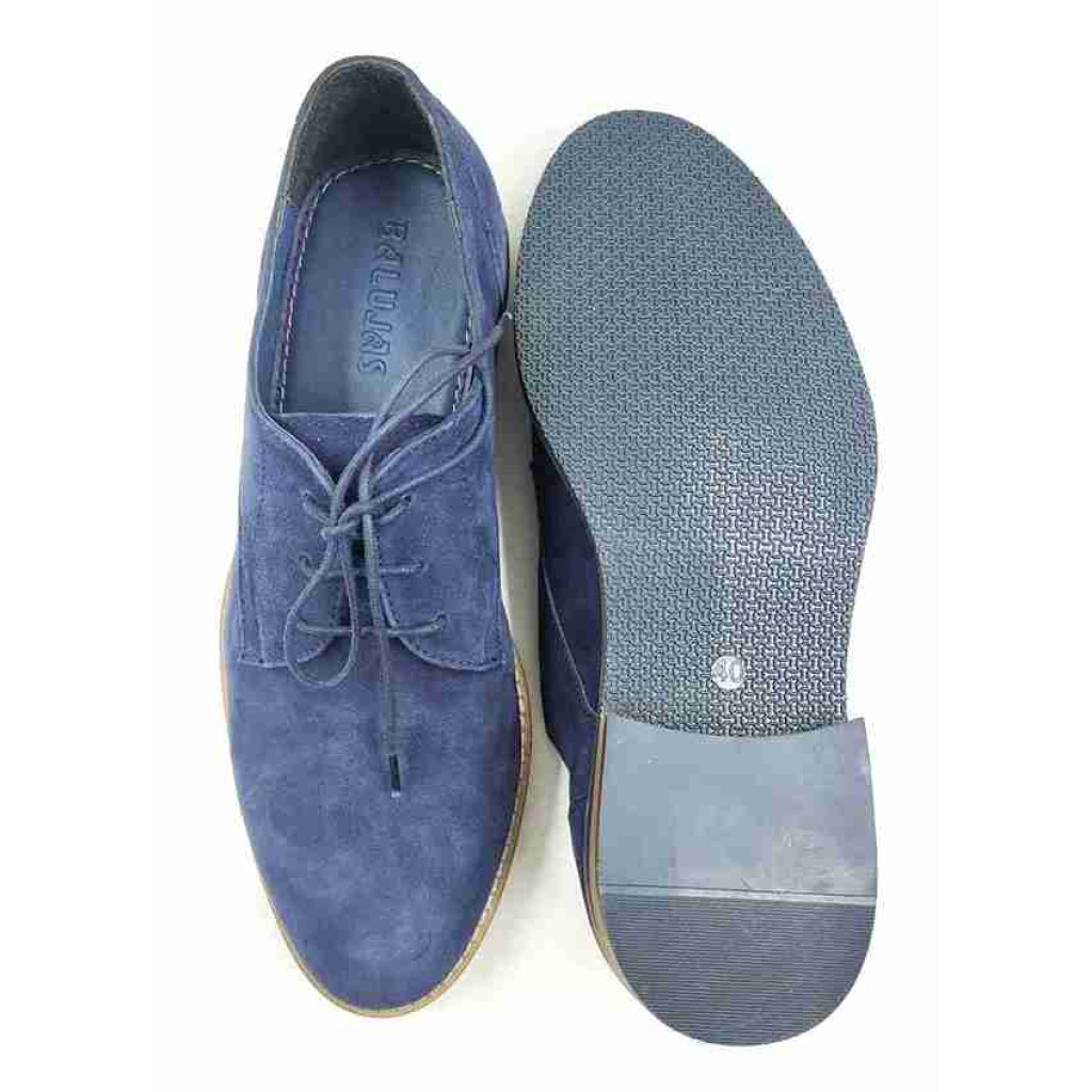 FLEX 03-SWD: Balujas Navy Blue Oxford Suede Shoes