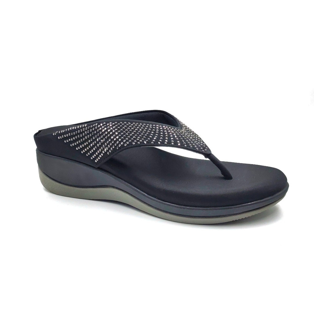 6337: Balujas Black Wedge Heel Ladies Slipper