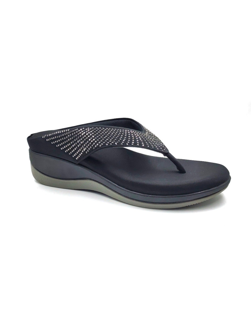 6337: Balujas Black Wedge Heel Ladies Slipper