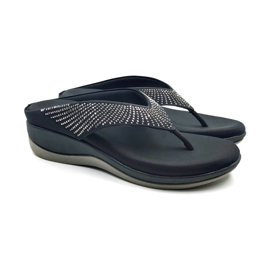 6337: Balujas Black Wedge Heel Ladies Slipper