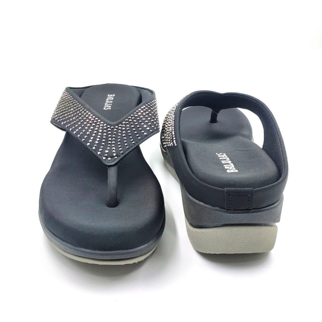 6337: Balujas Black Wedge Heel Ladies Slipper