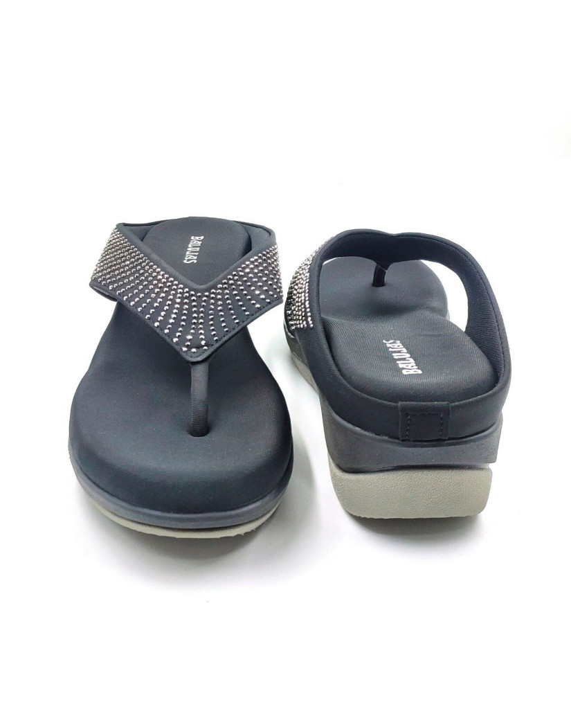 6337: Balujas Black Wedge Heel Ladies Slipper