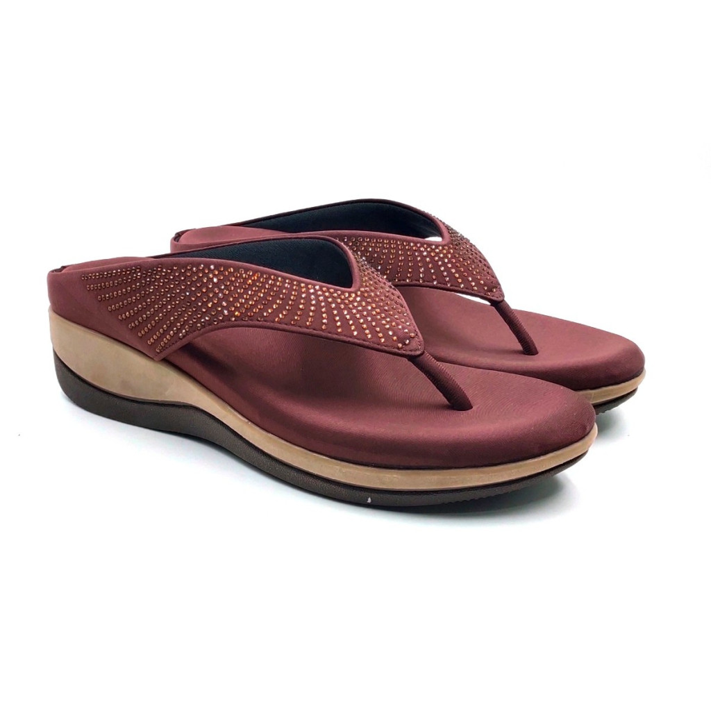 6337: Balujas Brown Wedge Heel Ladies Slipper