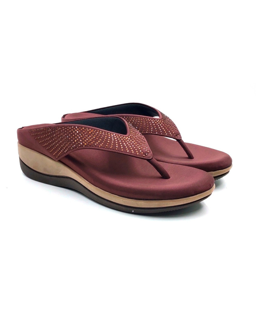 6337: Balujas Brown Wedge Heel Ladies Slipper