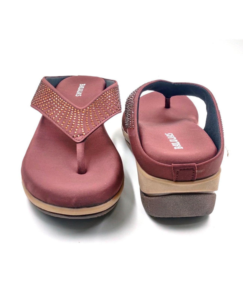 6337: Balujas Brown Wedge Heel Ladies Slipper