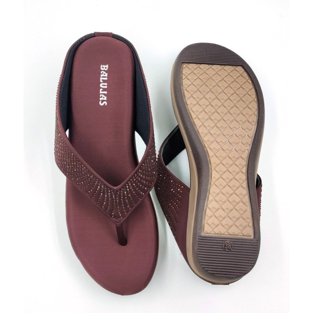 6337: Balujas Brown Wedge Heel Ladies Slipper