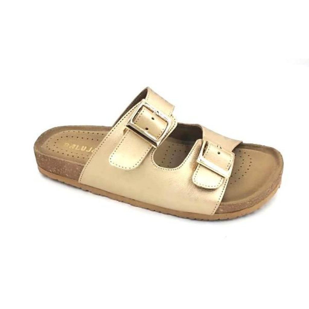 Bal-250 : Balujas Gold Flat Ladies Slippers