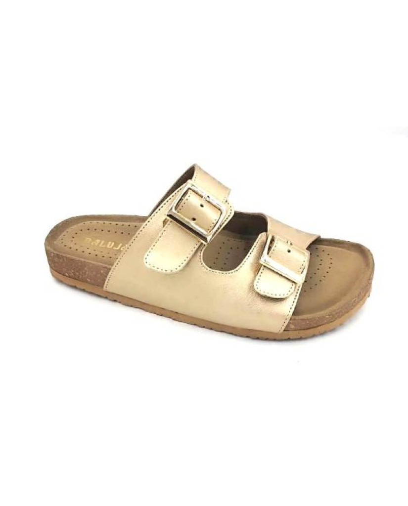 Bal-250 : Balujas Gold Flat Ladies Slippers