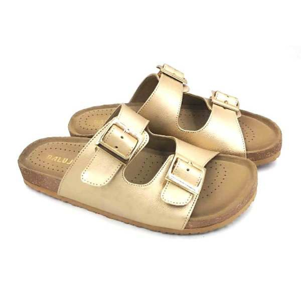 Bal-250 : Balujas Gold Flat Ladies Slippers