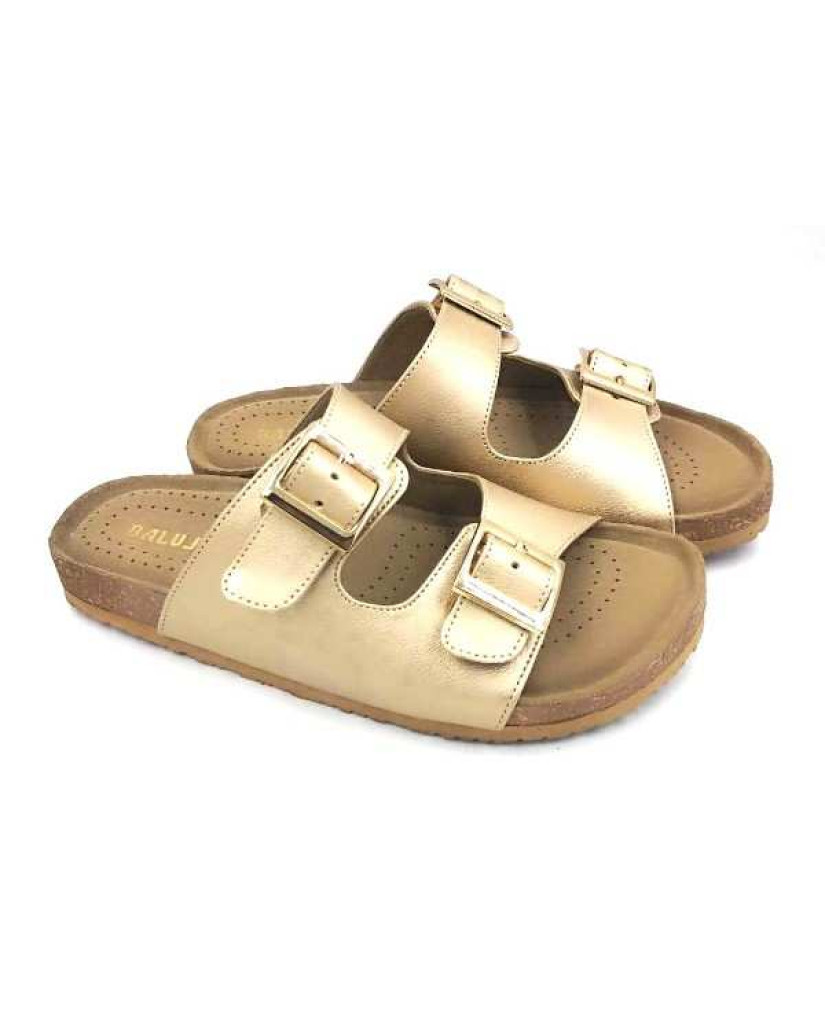 Bal-250 : Balujas Gold Flat Ladies Slippers