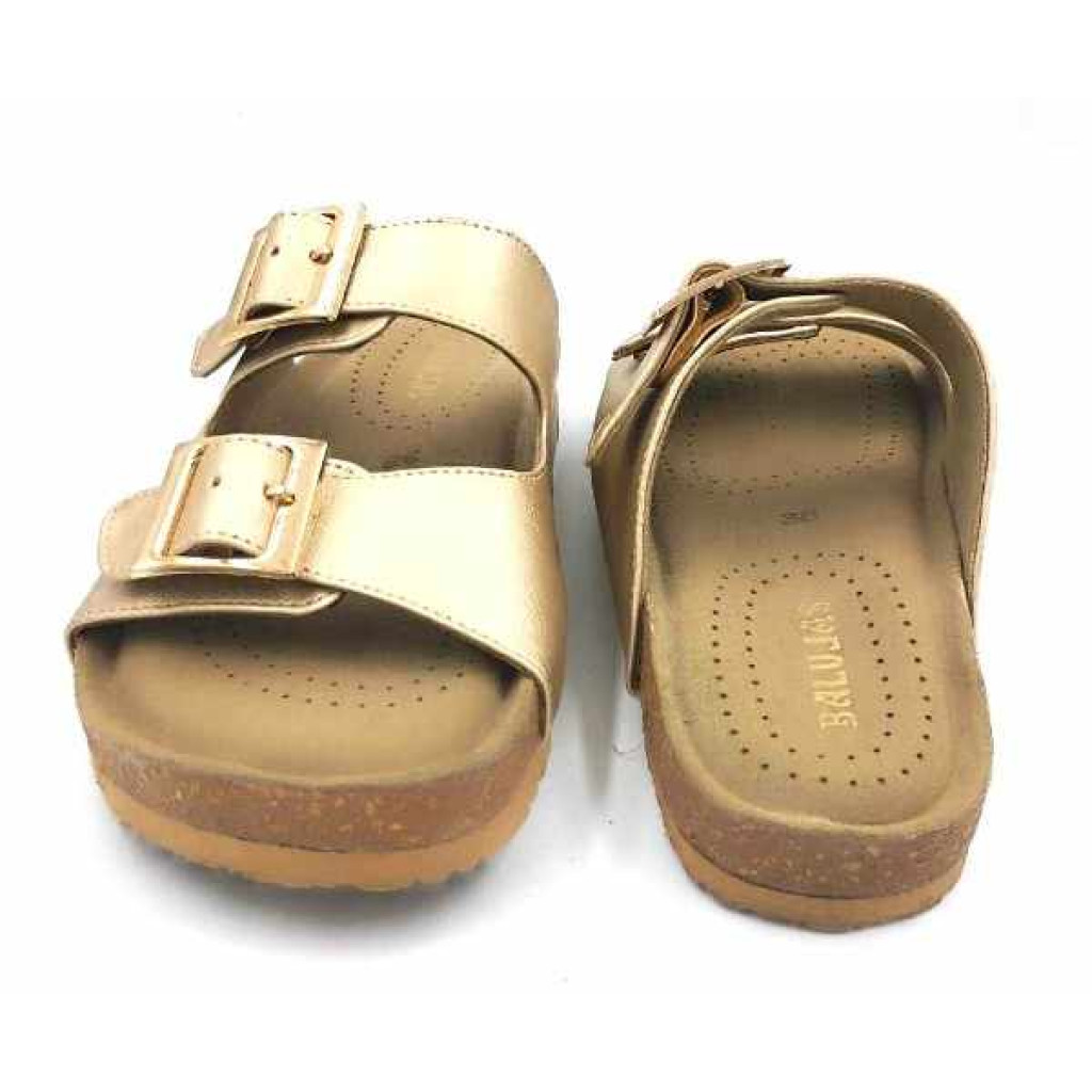 Bal-250 : Balujas Gold Flat Ladies Slippers