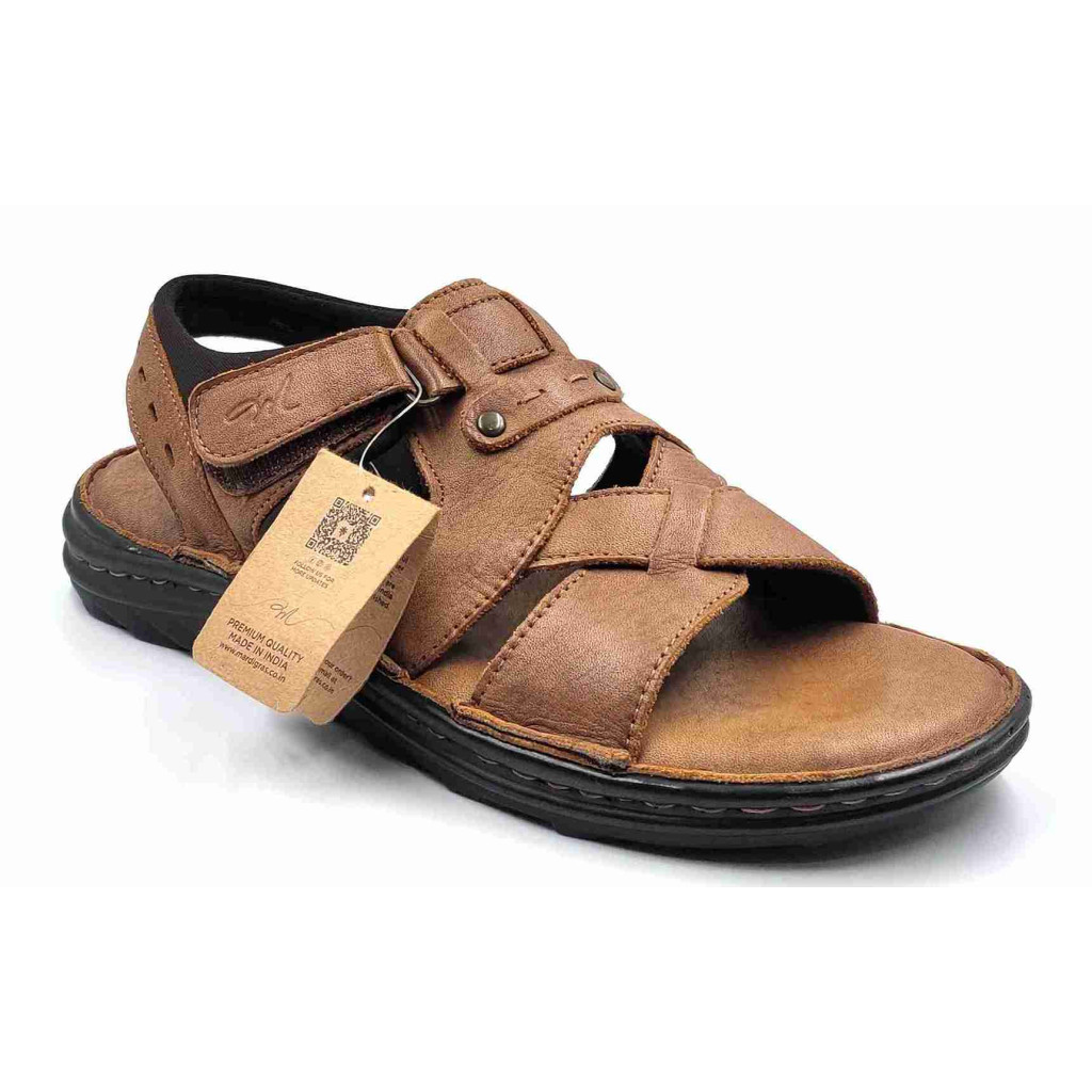 5438: Mardi Geas Tan Trail Cross Weave Comfort Sandal