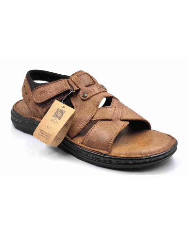 5438: Mardi Geas Tan Trail Cross Weave Comfort Sandal