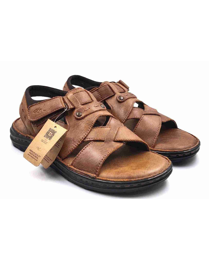 5438: Mardi Geas Tan Trail Cross Weave Comfort Sandal