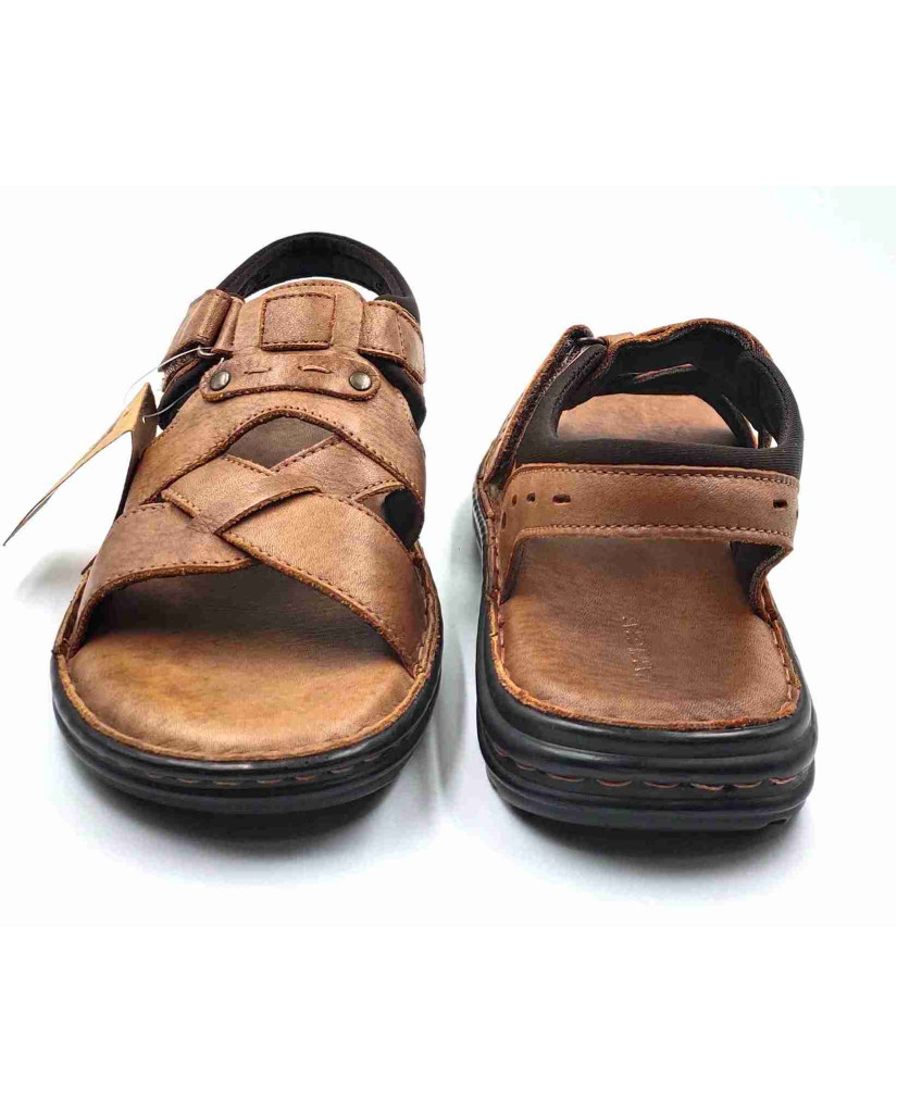 5438: Mardi Geas Tan Trail Cross Weave Comfort Sandal