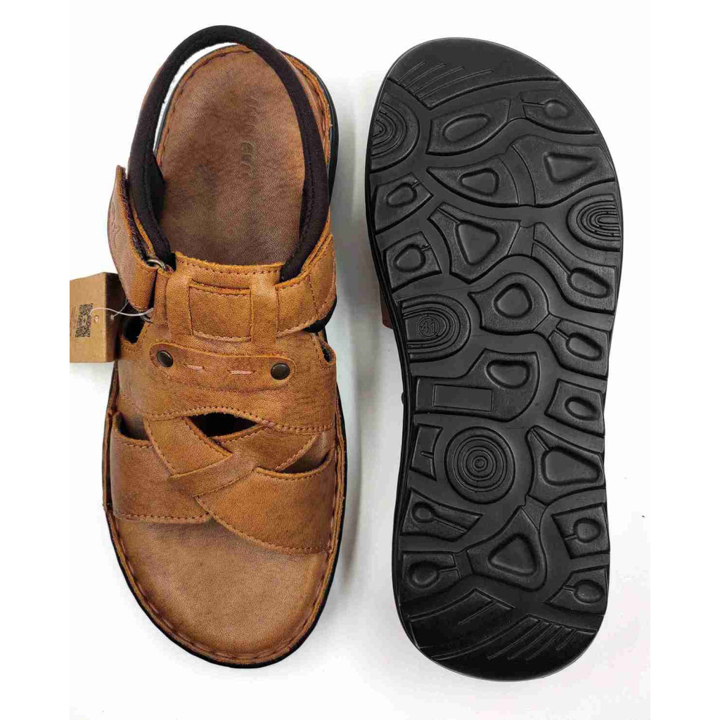 5438: Mardi Geas Tan Trail Cross Weave Comfort Sandal