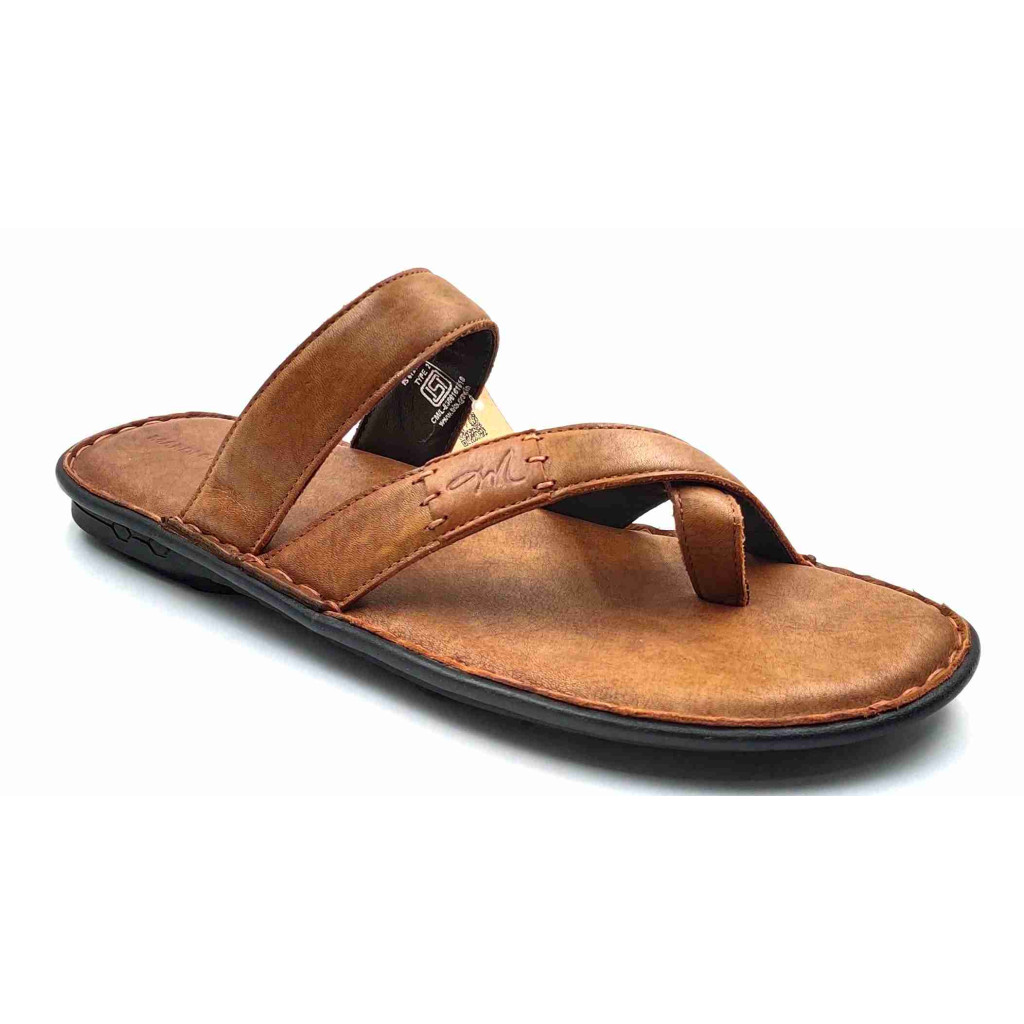 5633: Mardi Gras Men Tan Nova Toe Open Leather Chappals