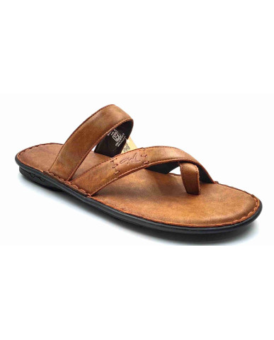 5633: Mardi Gras Men Tan Nova Toe Open Leather Chappals