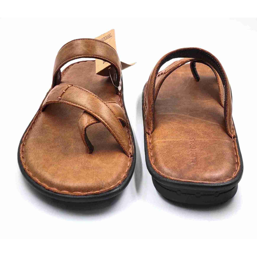 5633: Mardi Gras Men Tan Nova Toe Open Leather Chappals