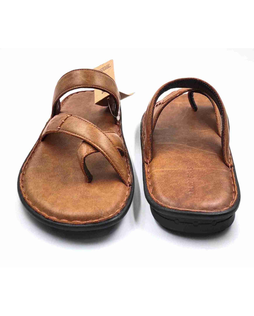 5633: Mardi Gras Men Tan Nova Toe Open Leather Chappals