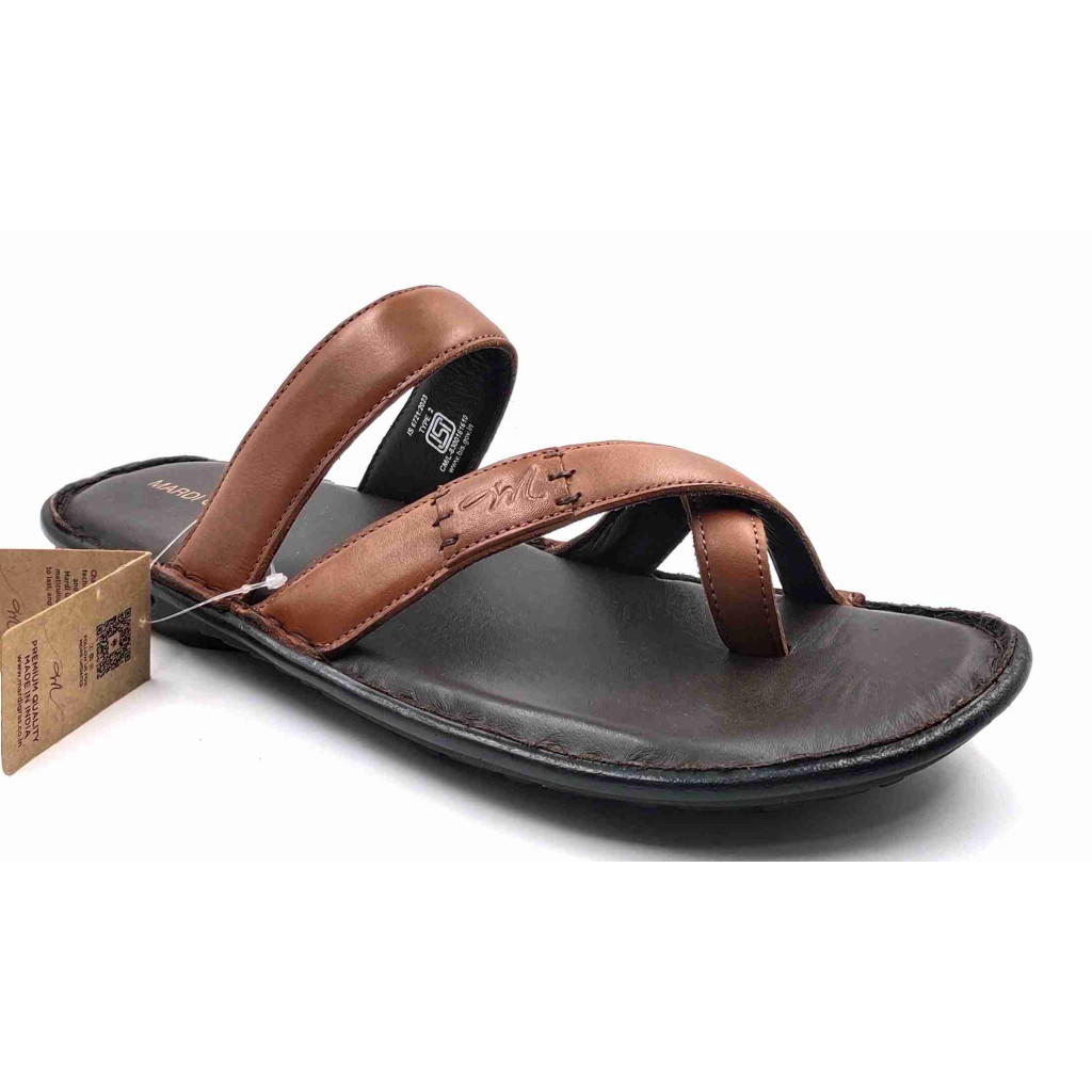 5638: Mardi Gras Men Tan Nova Toe Open Leather Chappals