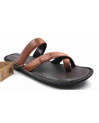 5638: Mardi Gras Men Tan Nova Toe Open Leather Chappals