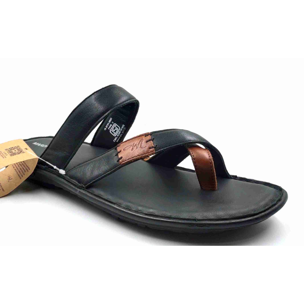 5639: Mardi Geas Men Black Nova Toe Open Leather Chappals