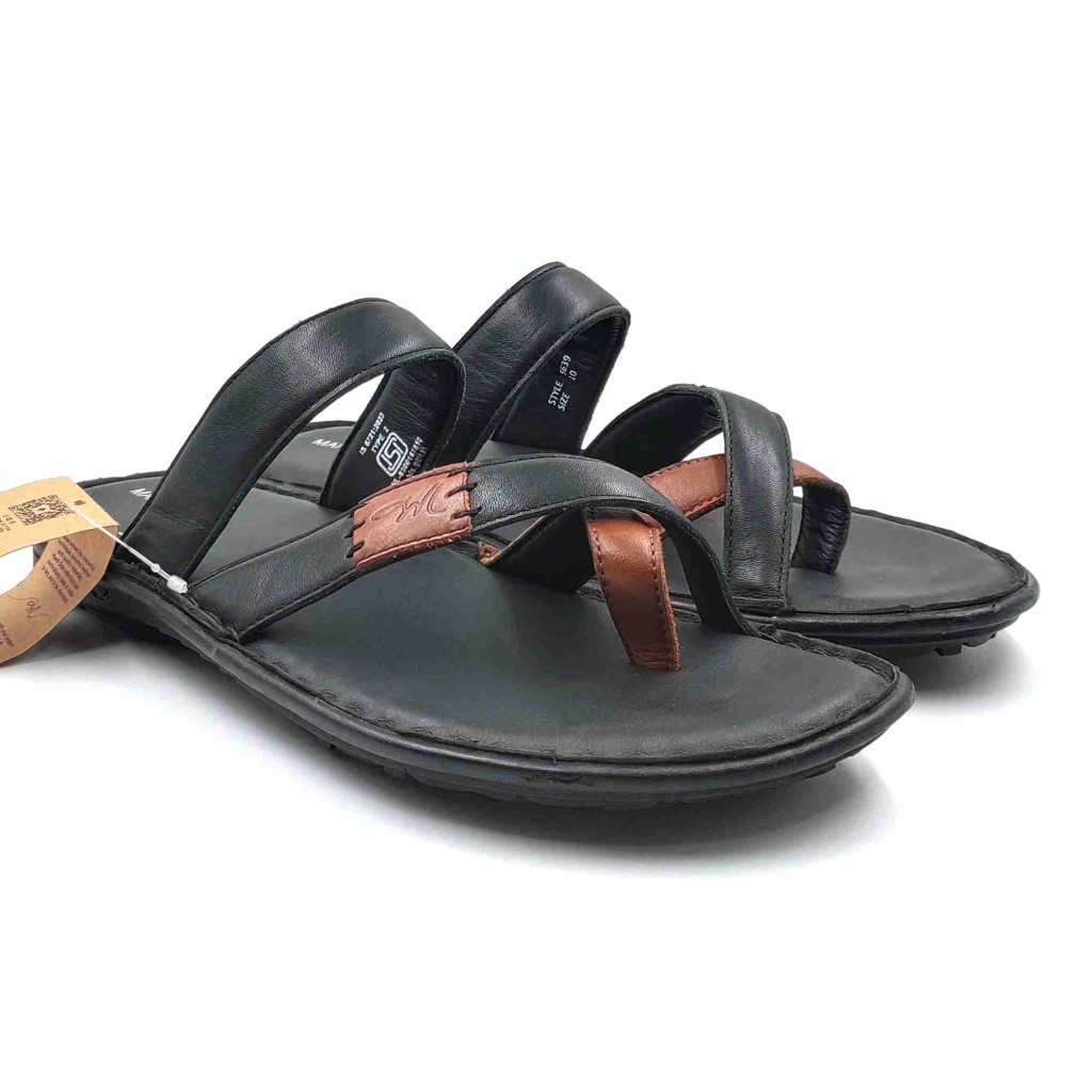 5639: Mardi Geas Men Black Nova Toe Open Leather Chappals