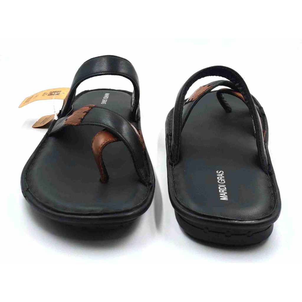 5639: Mardi Geas Men Black Nova Toe Open Leather Chappals