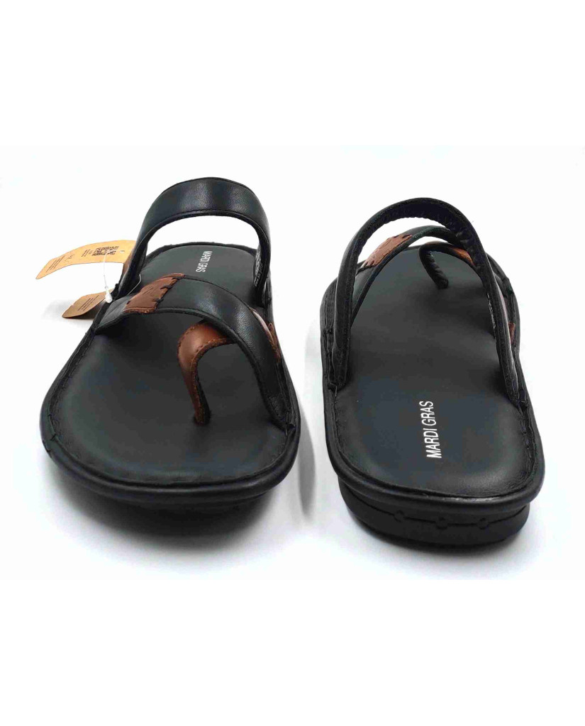 5639: Mardi Geas Men Black Nova Toe Open Leather Chappals