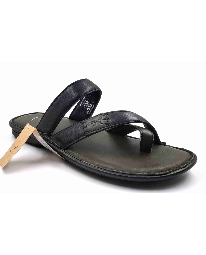 5639: Mardi Geas Men Olive Nova Toe Open Leather Chappals