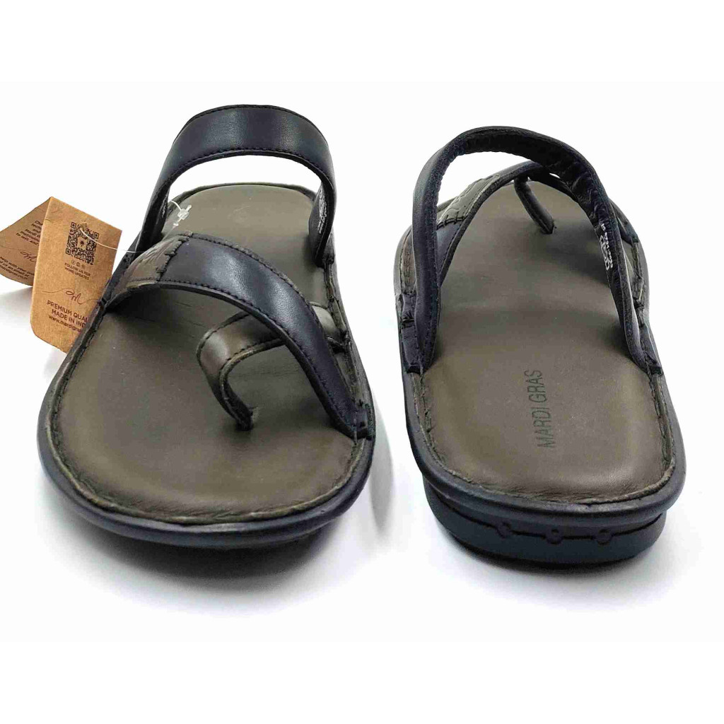 5639: Mardi Geas Men Olive Nova Toe Open Leather Chappals