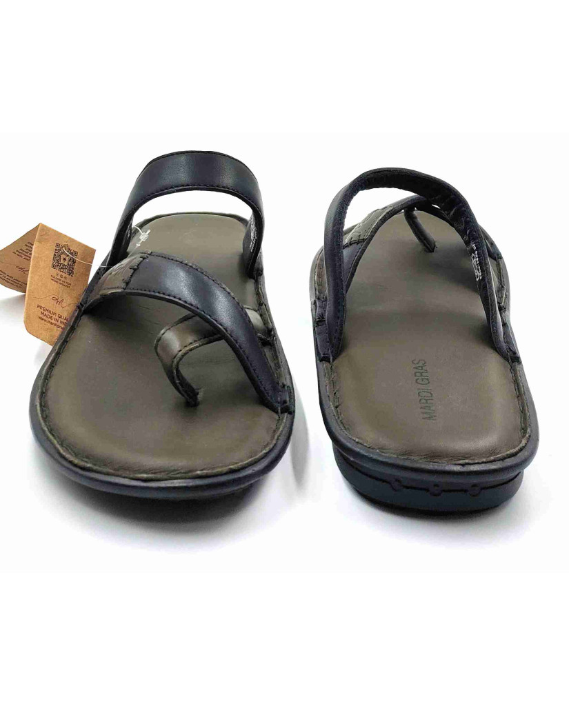 5639: Mardi Geas Men Olive Nova Toe Open Leather Chappals