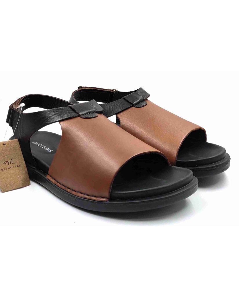 5732: Mardi Gras Brown Arog Slingback Sandal
