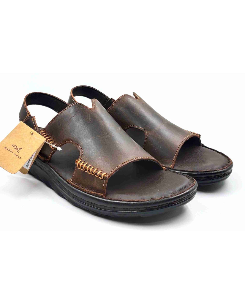 6491: Mardi Gras Brown Atlas Cut-Out Slingback Sandal 