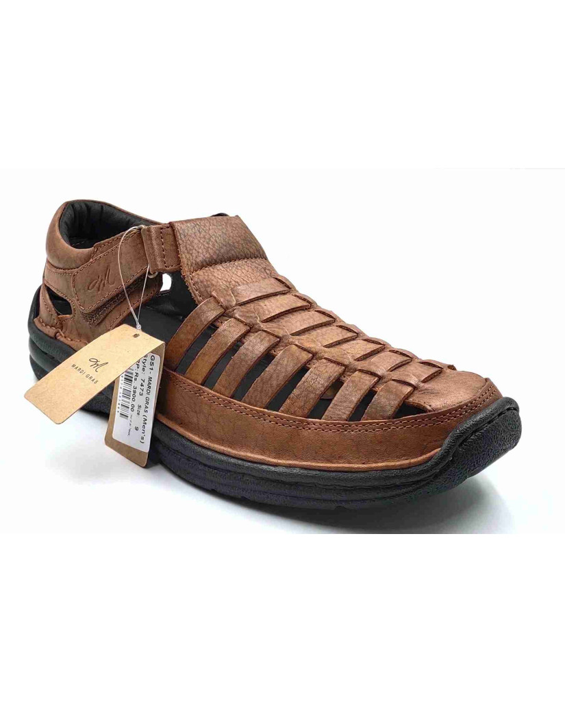7473: Mardi Gras Tan Roman Sandal