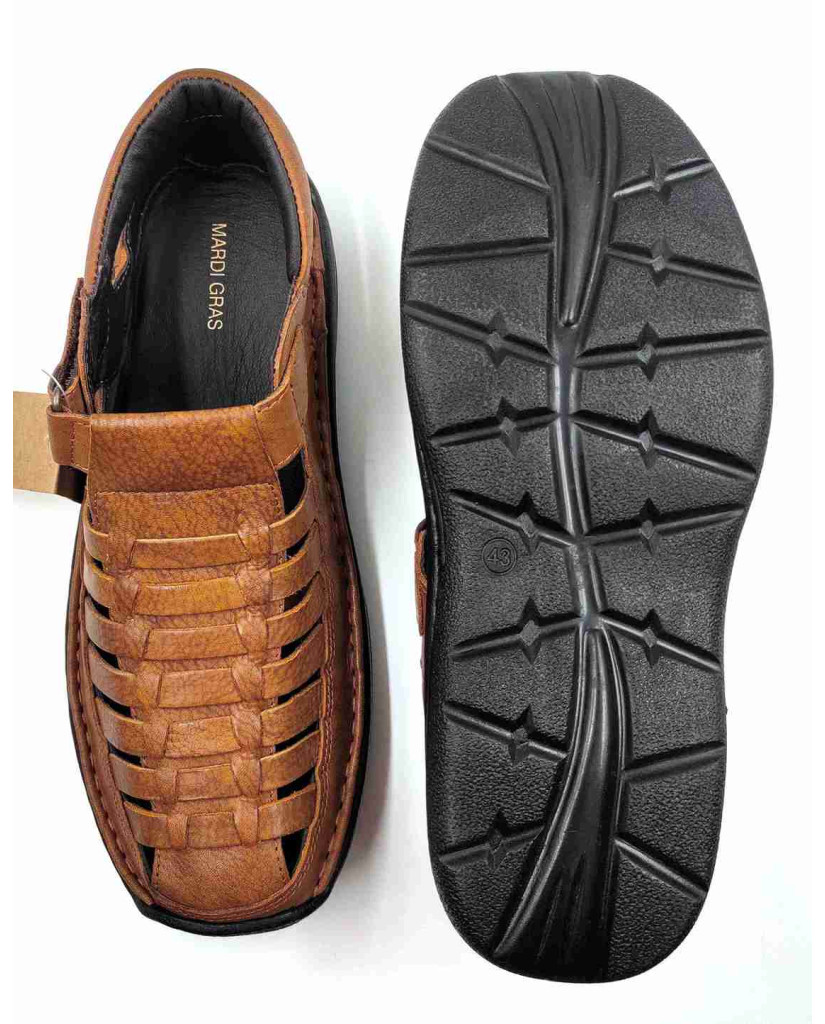 7473: Mardi Gras Tan Roman Sandal