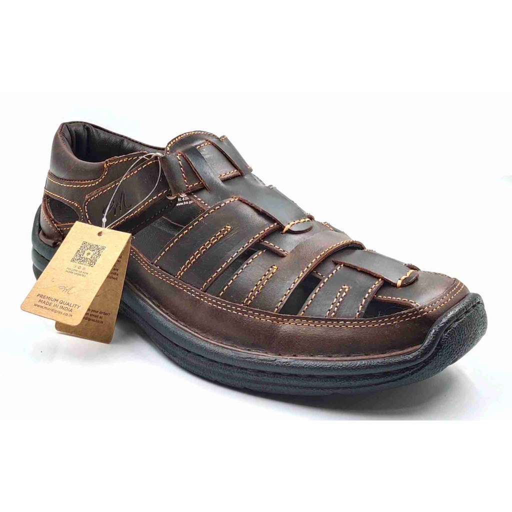 7453: Mardi Gras Tan Barron Cross Panel Fisherman Sandal