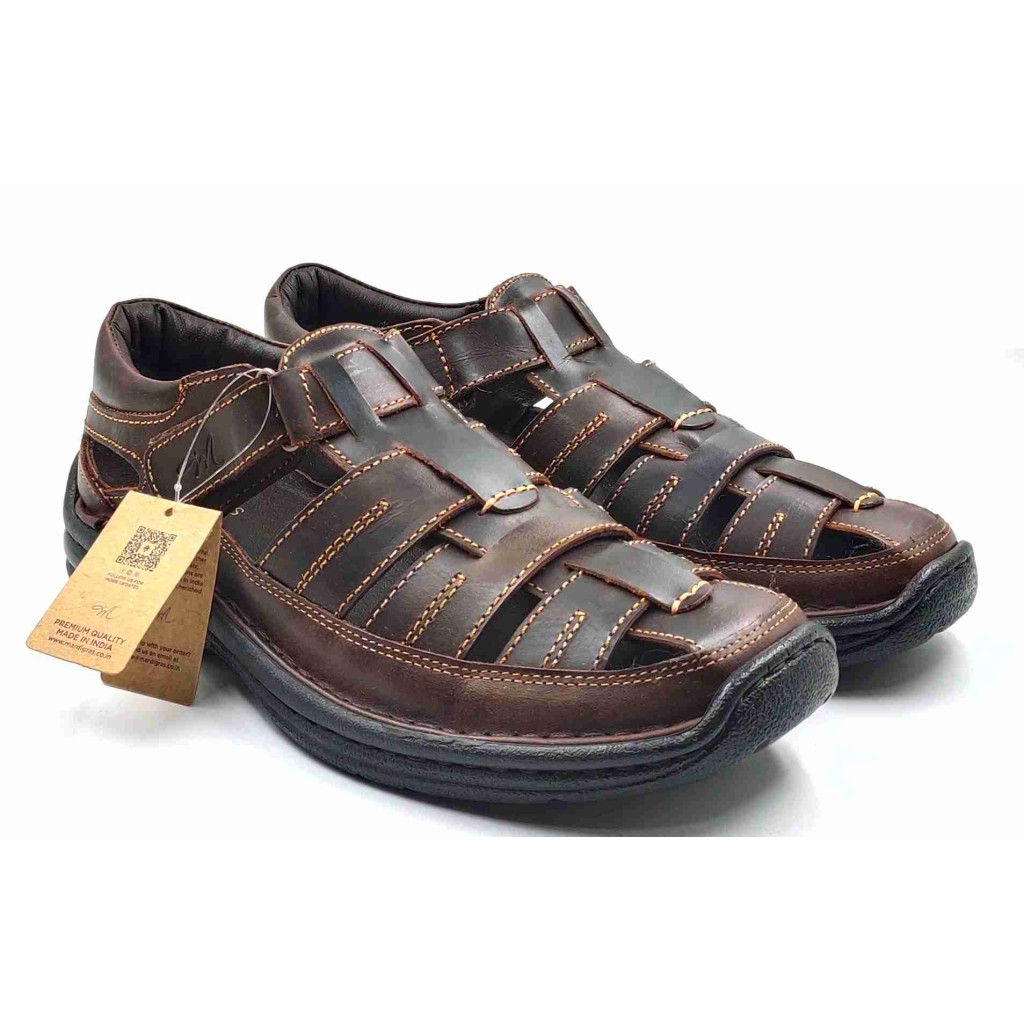 7453: Mardi Gras Tan Barron Cross Panel Fisherman Sandal