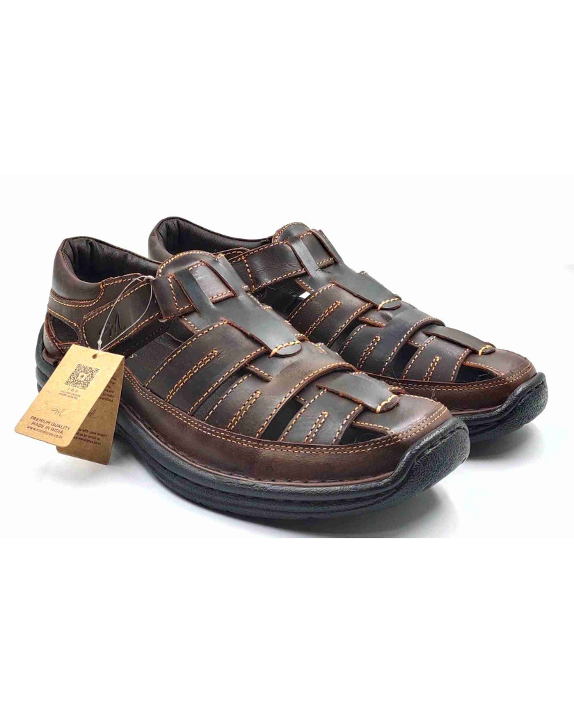 7453: Mardi Gras Tan Barron Cross Panel Fisherman Sandal