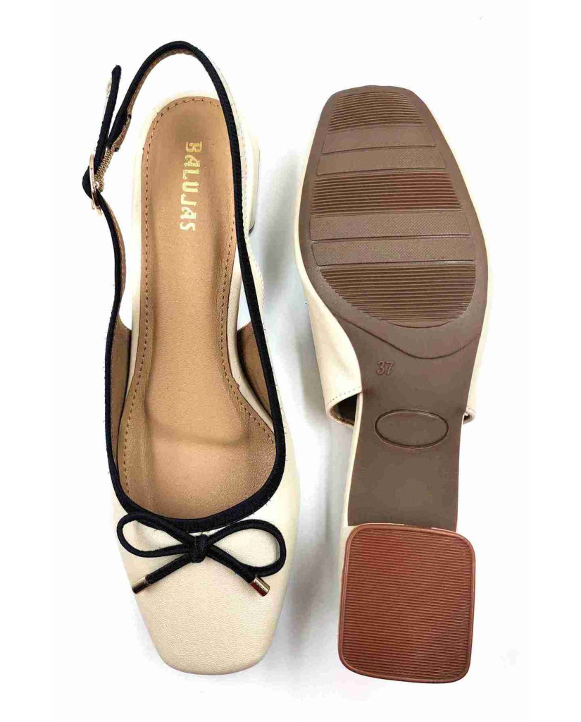 H-13 CHATTI Balujas Women Off-White Block Heel Belly