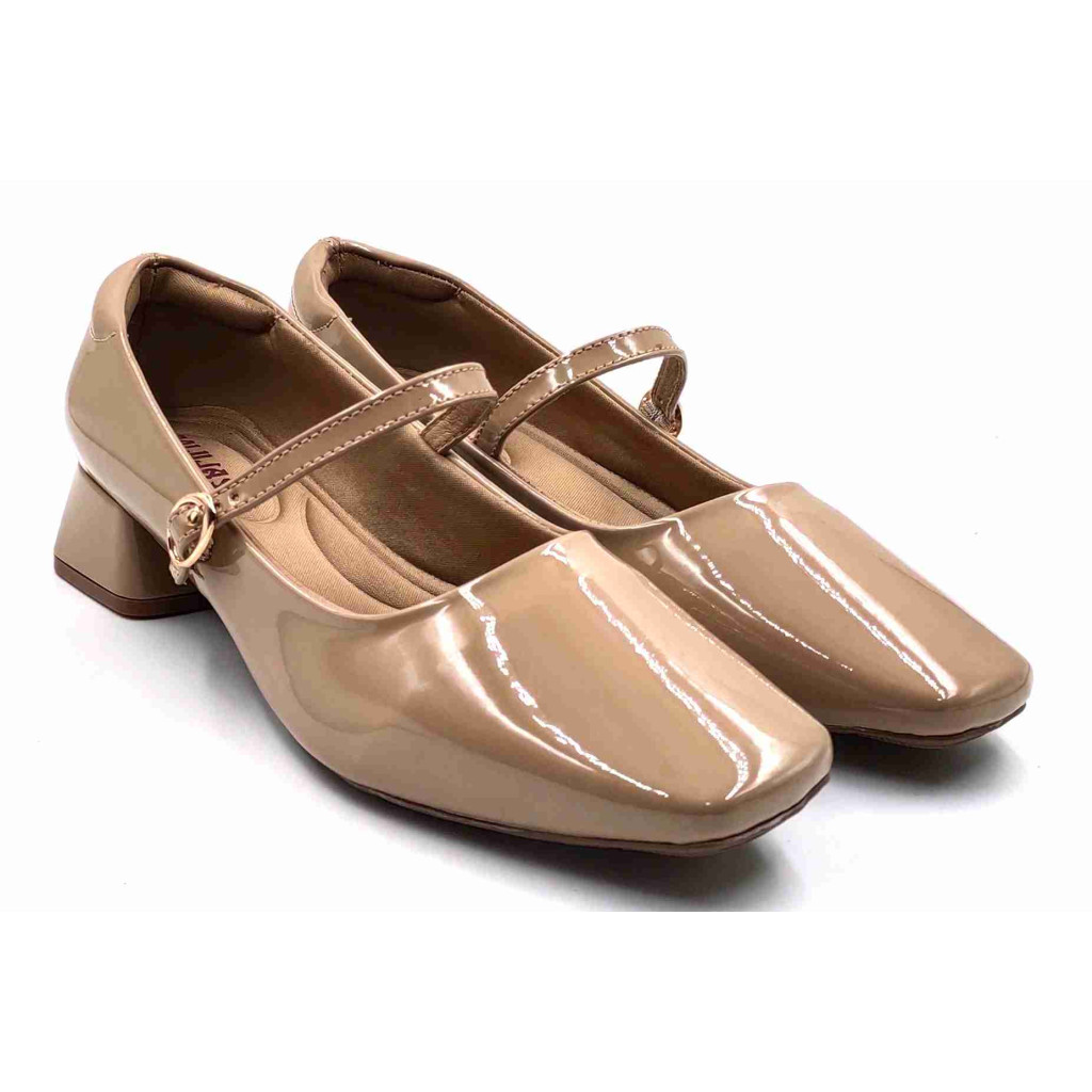 H-13 STRAP Balujas Women Beige Block Heel Belly