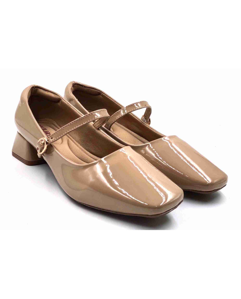 H-13 STRAP Balujas Women Beige Block Heel Belly